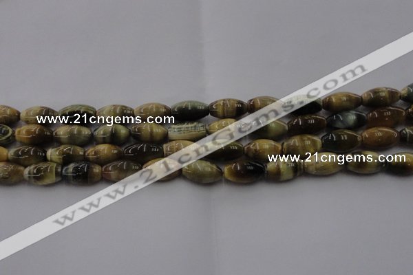 CTE1553 15.5 inches 8*12mm rice golden & blue tiger eye beads wholesale