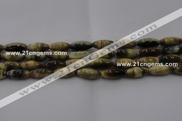 CTE1559 15.5 inches 8*18mm rice golden & blue tiger eye beads wholesale