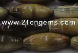 CTE1560 15.5 inches 10*30mm rice golden & blue tiger eye beads wholesale