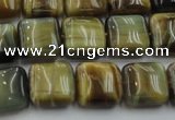 CTE1563 15.5 inches 10*10mm square golden & blue tiger eye beads wholesale