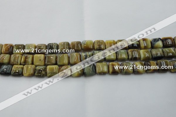 CTE1563 15.5 inches 10*10mm square golden & blue tiger eye beads wholesale