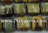 CTE1564 15.5 inches 12*12mm square golden & blue tiger eye beads wholesale