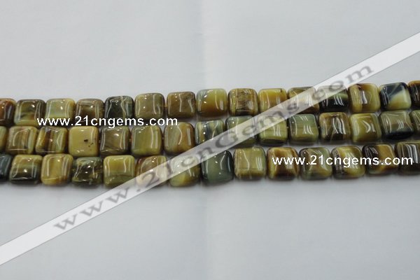 CTE1564 15.5 inches 12*12mm square golden & blue tiger eye beads wholesale