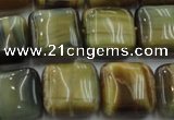 CTE1565 15.5 inches 14*14mm square golden & blue tiger eye beads wholesale