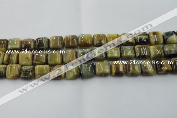 CTE1565 15.5 inches 14*14mm square golden & blue tiger eye beads wholesale