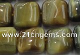 CTE1566 15.5 inches 16*16mm square golden & blue tiger eye beads wholesale