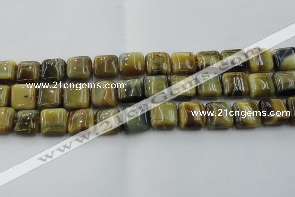 CTE1566 15.5 inches 16*16mm square golden & blue tiger eye beads wholesale