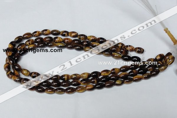 CTE157 15.5 inches 6*8mm rice yellow tiger eye gemstone beads