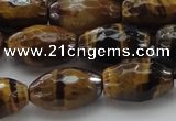 CTE1581 15.5 inches 10*14mm faceted rice yellow tiger eye beads