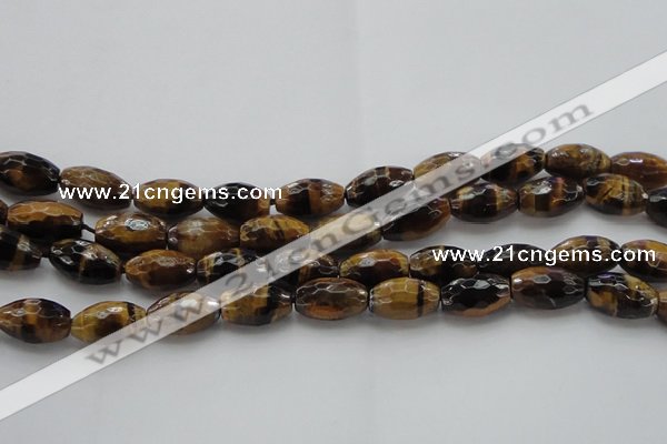 CTE1581 15.5 inches 10*14mm faceted rice yellow tiger eye beads