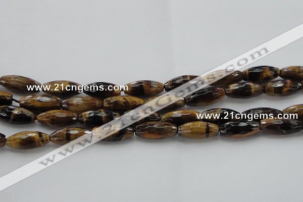 CTE1586 15.5 inches 8*18mm faceted rice yellow tiger eye beads