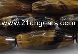 CTE1587 15.5 inches 10*30mm faceted rice yellow tiger eye beads