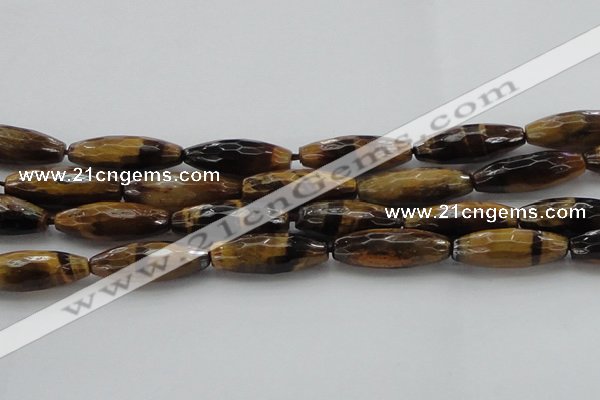 CTE1587 15.5 inches 10*30mm faceted rice yellow tiger eye beads