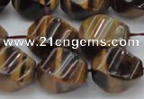 CTE1591 15.5 inches 12*16mm twisted rice yellow tiger eye beads