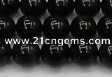 CTE1604 15.5 inches 12mm round AB grade black tiger eye beads