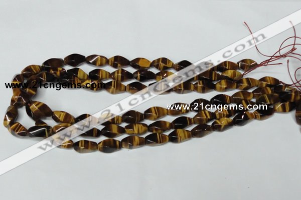 CTE171 15.5 inches 6*12mm twisted rice yellow tiger eye gemstone beads