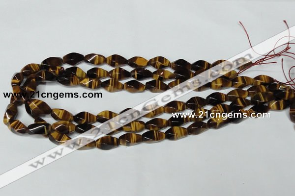 CTE172 15.5 inches 8*16mm twisted rice yellow tiger eye gemstone beads