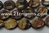 CTE1724 15.5 inches 10mm faceted coin yellow tiger eye beads