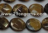 CTE1726 15.5 inches 14mm faceted coin yellow tiger eye beads