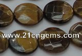 CTE1727 15.5 inches 16mm faceted coin yellow tiger eye beads