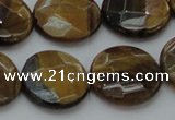 CTE1728 15.5 inches 18mm faceted coin yellow tiger eye beads