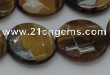 CTE1729 15.5 inches 20mm faceted coin yellow tiger eye beads