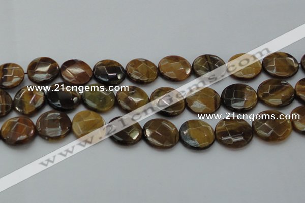 CTE1729 15.5 inches 20mm faceted coin yellow tiger eye beads