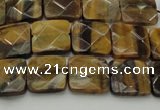 CTE1731 15.5 inches 10*10mm faceted square yellow tiger eye beads