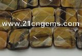 CTE1732 15.5 inches 12*12mm faceted square yellow tiger eye beads