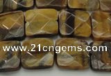 CTE1733 15.5 inches 14*14mm faceted square yellow tiger eye beads