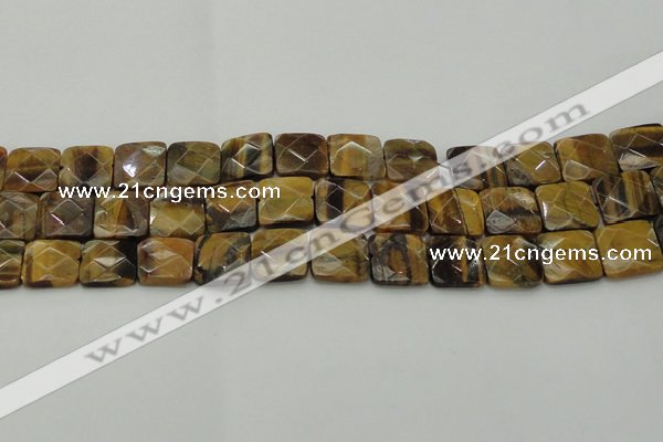 CTE1734 15.5 inches 15*15mm faceted square yellow tiger eye beads