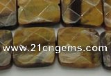CTE1736 15.5 inches 20*20mm faceted square yellow tiger eye beads