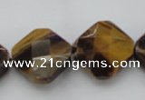 CTE1738 15.5 inches 20*20mm faceted diamond yellow tiger eye beads