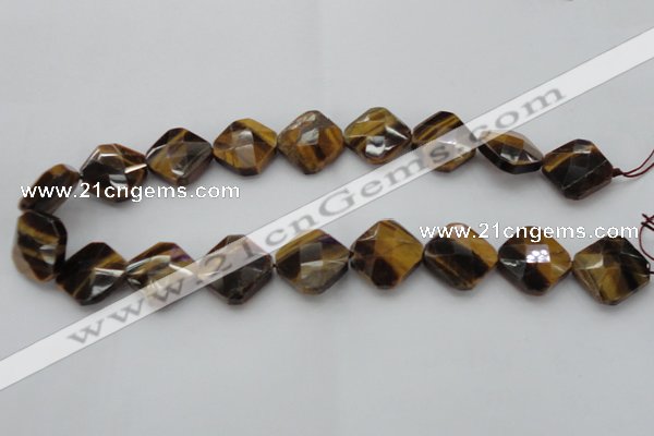 CTE1738 15.5 inches 20*20mm faceted diamond yellow tiger eye beads