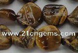 CTE1742 15.5 inches 16mm twisted coin yellow tiger eye beads