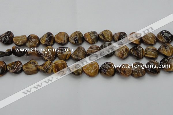 CTE1742 15.5 inches 16mm twisted coin yellow tiger eye beads