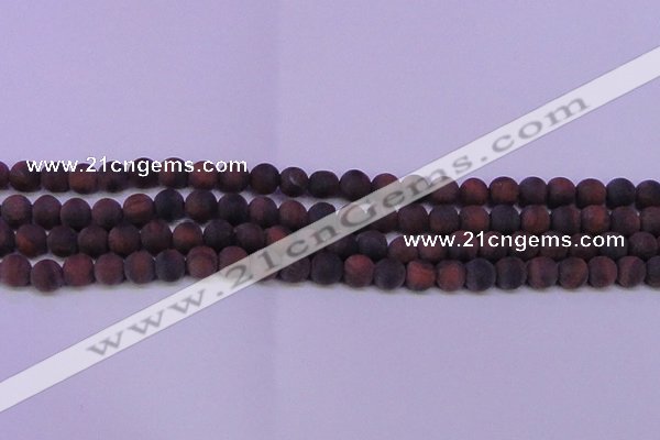 CTE1760 15.5 inches 4mm round matte red tiger eye beads