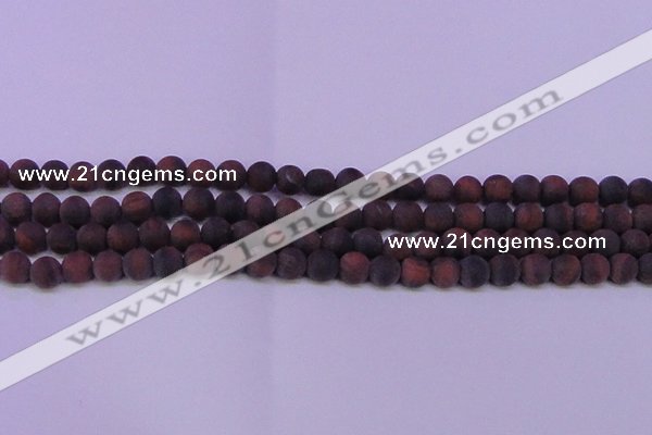 CTE1761 15.5 inches 6mm round matte red tiger eye beads