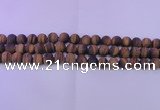 CTE1770 15.5 inches 4mm round matte yellow tiger eye beads