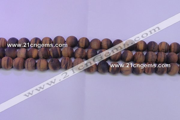 CTE1772 15.5 inches 8mm round matte yellow tiger eye beads