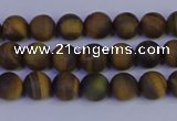 CTE1810 15.5 inches 4mm round matte yellow iron tiger beads