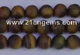 CTE1811 15.5 inches 6mm round matte yellow iron tiger beads