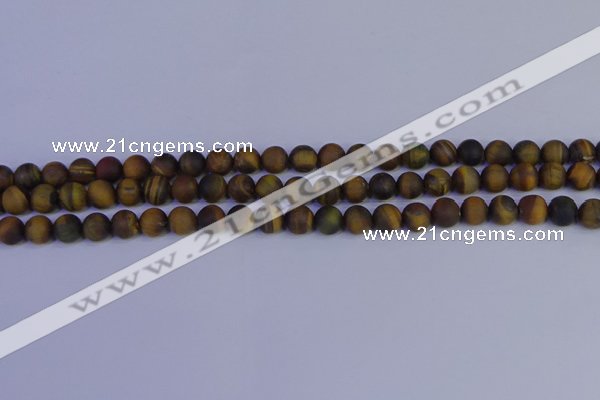 CTE1811 15.5 inches 6mm round matte yellow iron tiger beads