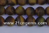 CTE1812 15.5 inches 8mm round matte yellow iron tiger beads