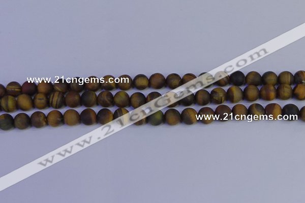 CTE1812 15.5 inches 8mm round matte yellow iron tiger beads