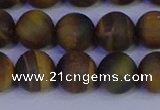 CTE1814 15.5 inches 12mm round matte yellow iron tiger beads