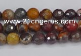 CTE1818 15.5 inches 4mm faceted round red iron tiger beads