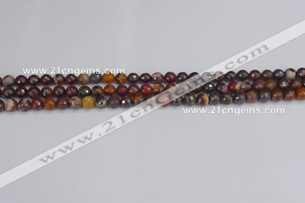 CTE1818 15.5 inches 4mm faceted round red iron tiger beads