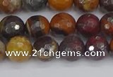 CTE1821 15.5 inches 10mm faceted round red iron tiger beads