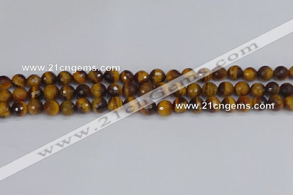 CTE1828 15.5 inches 8mm faceted round yellow tiger eye beads